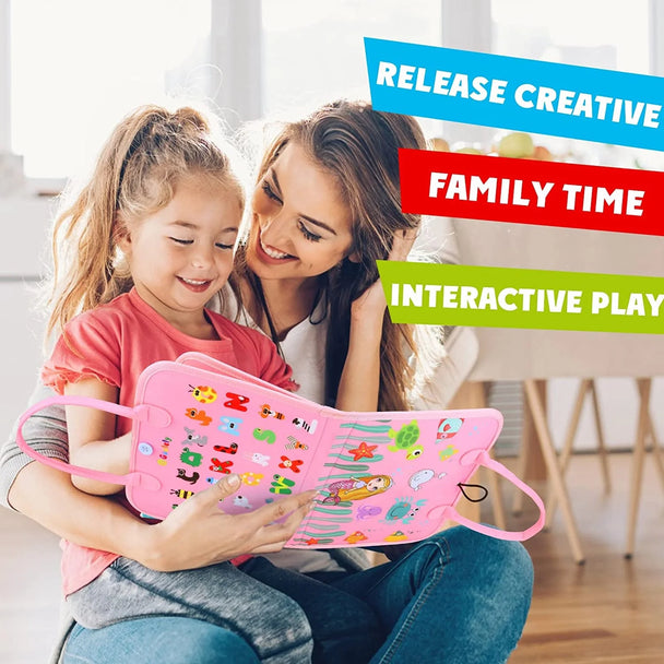 Montessori Busy Board For Toddlers, Sensory Life Skills Toy With Dressing Activities, Ages 3-6, hands-on buttons, buckles, snaps, and laces