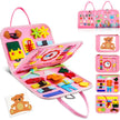 Montessori Busy Board For Toddlers, Sensory Life Skills Toy With Dressing Activities, Ages 3-6, colorful felt activity board for preschool learning