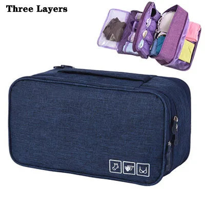 Foldable Travel Organizer Bag For Underwear, Cosmetics, Makeup, Socks And Clothing Storage