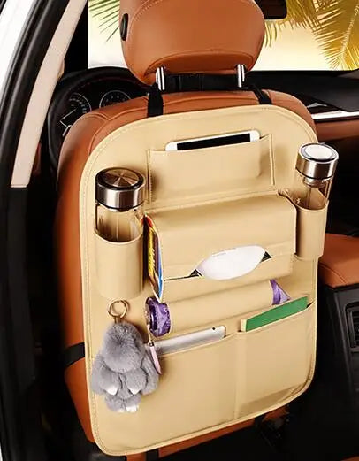 Universal PU Leather Car Seat Back Organizer Bag, Multifunction Storage Pocket with spacious storage compartment