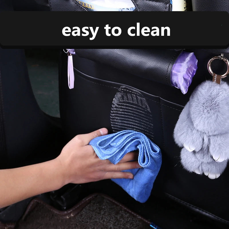 Universal PU Leather Car Seat Back Organizer Bag, Multifunction Storage Pocket with easy-clean PU leather design