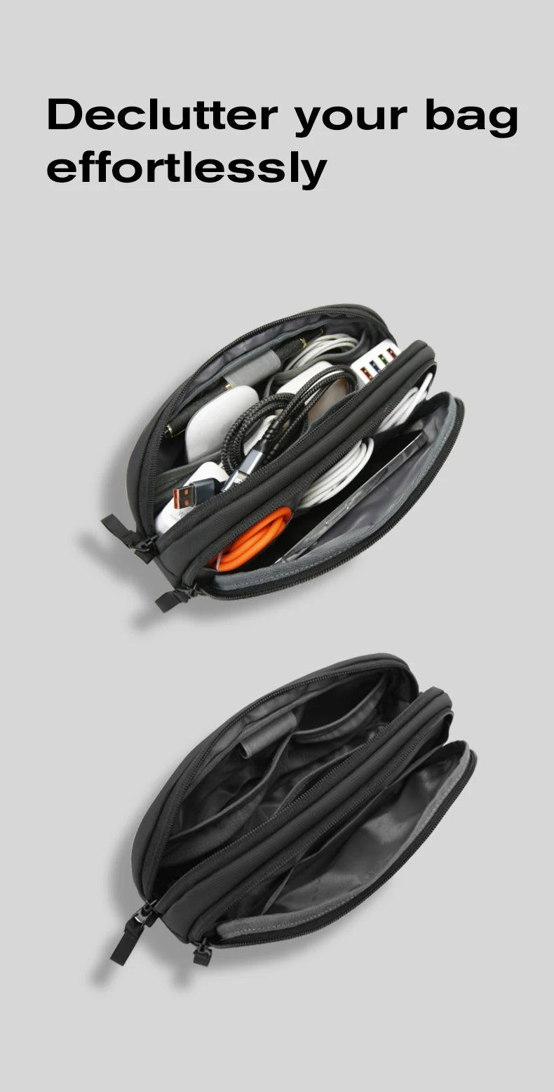 BANGE Electronics Organizer Bag, Waterproof Travel Case With USB Cable Storage For Gadgets with organized cable and charger compartments