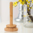 Bamboo Wood Yarn Winder Stand, Rotating Tabletop Yarn Spool Holder For Knitting And Crochet shown in a natural wood tabletop design