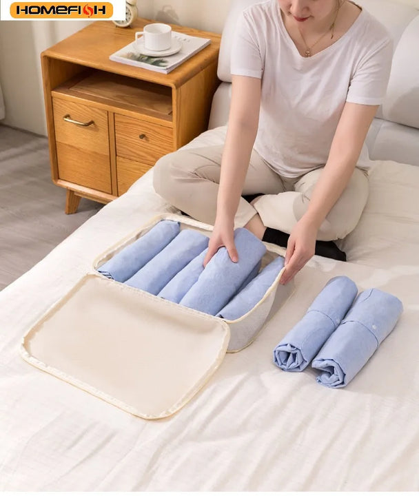 HOMEFISH 3-Piece Compressible Travel Packing Cubes, Waterproof Luggage Organizer Set with compression design for saving suitcase space
