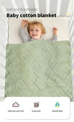 Soft Cotton Baby Blanket 90x70cm Newborn Knit Swaddle Wrap For Stroller Nursery showing soft cotton knit texture
