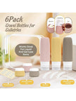 6-Piece TSA Travel Toiletry Bottle Set With 3 Leak-Proof Silicone Bottles And 3 Cream Jars, compact organizers for shampoo, lotion, and skincare