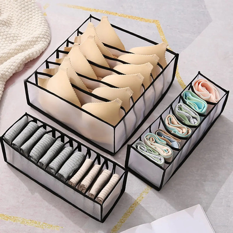 Foldable Drawer Organizer Box For Socks, Underwear, Bras, And Jeans, 7/9/11 Grids with divided compartments for clothing storage