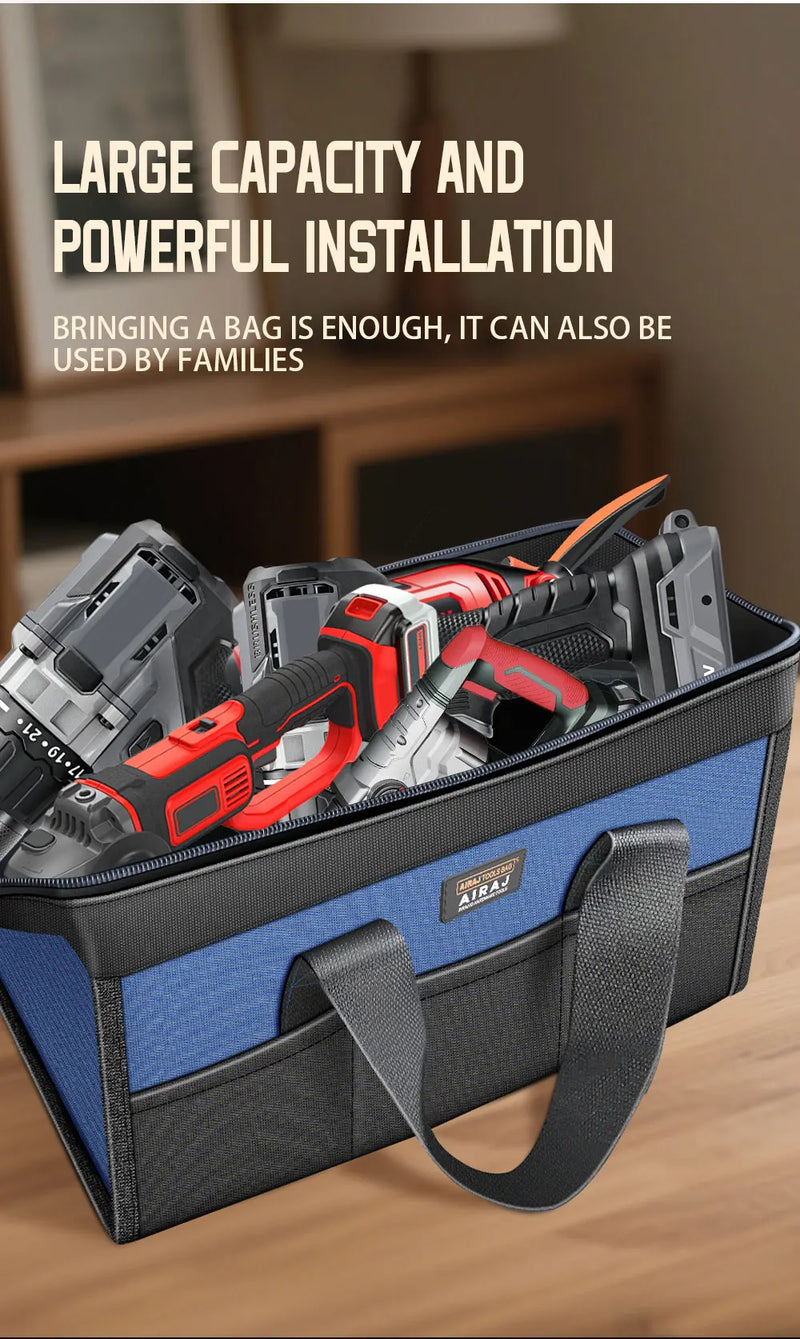 AIRAJ 14-Inch Tool Bag, Waterproof Oxford Cloth Electrician Organizer With 5 Pockets for portable jobsite tool storage