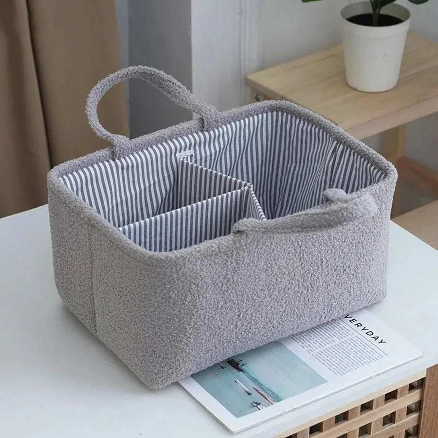 Portable Baby Diaper Caddy Organizer With Bottle Storage, Open-Top Unisex Nursery Bag