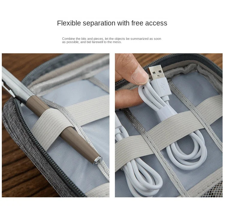Travel Electronics Organizer Bag, Multi-Layer Oxford Cable, Charger And Tech Accessory Case in a portable travel-friendly size