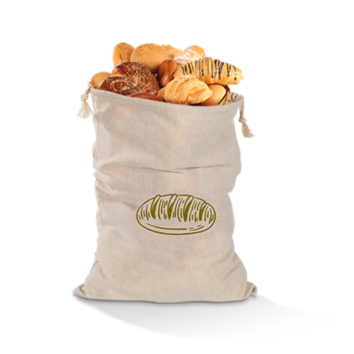 Reusable Linen Bread Bag With Drawstring, Natural Plant Fiber Storage For Loaves & Baguettes
