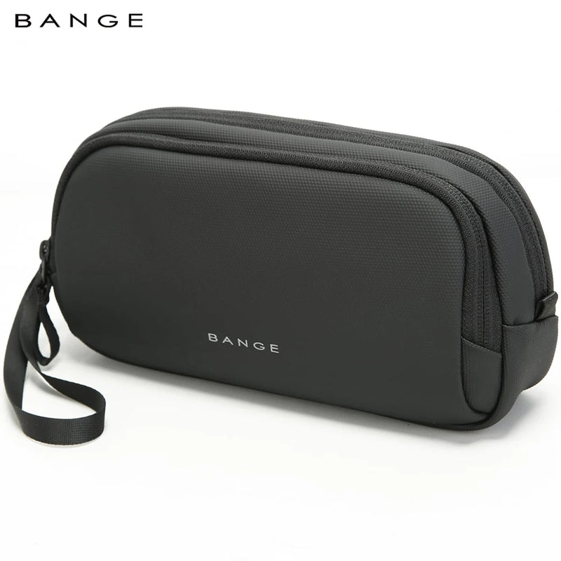 BANGE Electronics Organizer Bag, Waterproof Travel Case With USB Cable Storage For Gadgets shown as a compact cable and charger organizer for travel