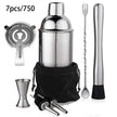 6/7/10-Piece Stainless Steel Cocktail Shaker Set, 304 Bartending Tools With Storage Bag with organized bar tools for home cocktails