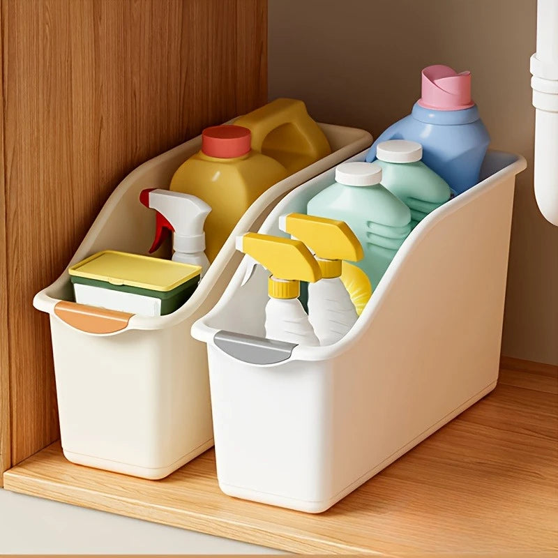 1/3pcs Multi-Functional Curved Storage Baskets, Space-Saving Plastic Organizer Boxes For Home for organizing shelves, cabinets, countertops, and everyday household items