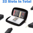 22-Slot Memory Card Storage Case, Portable Organizer For SD, CF, Micro SD And More with multiple card slots
