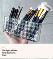 Diamond Patterned 3-Grid Transparent Storage Box, Cosmetic And Bathroom Organizer for makeup, skincare, and small accessories