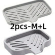 1/2Pcs Silicone Sink Caddy Tray With Drainage, Sponge Soap Holder, Space-Saving Kitchen Organizer with water-draining design