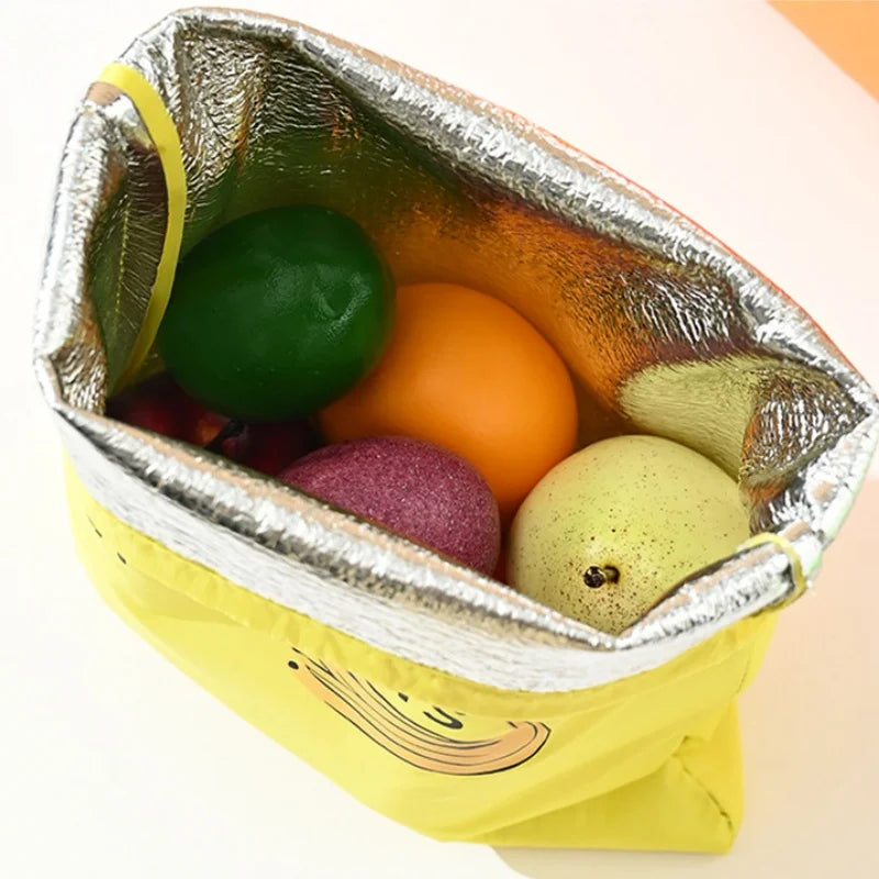 1pc Insulated Aluminum Film Produce Storage Bag, Foldable Drawstring Refrigerator Organizer for kitchen and pantry storage