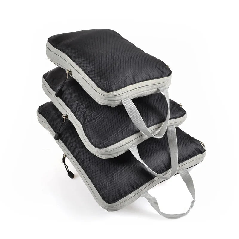 Foldable Compression Packing Cubes, Waterproof Oxford Travel Bags With Handles, Luggage Organizer featuring convenient carry handles
