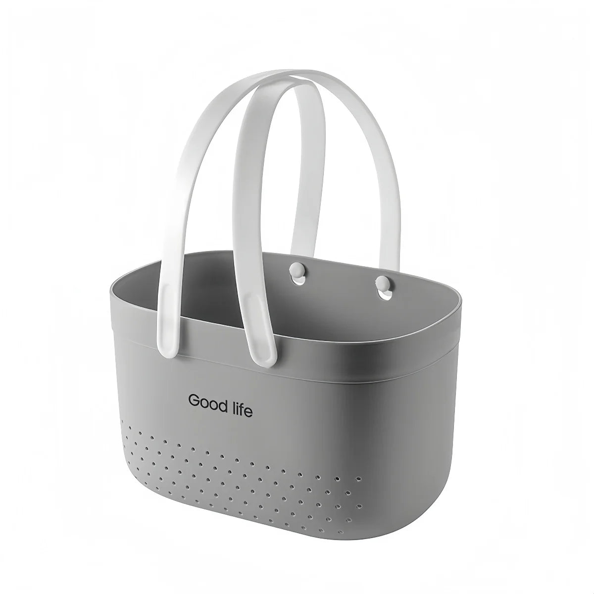 Large Plastic Storage Basket With Foldable Handles, Bathroom Makeup Organizer Bin