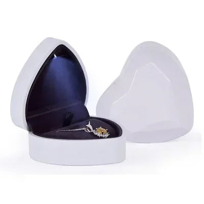 Romantic Heart-Shaped LED Jewelry Gift Box With Velvet-Lined Ring And Pendant Case