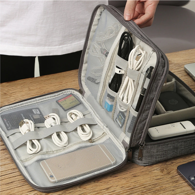 Waterproof EVA Cable Organizer Bag, Portable Electronics Travel Case For USB Chargers for travel, commuting, office, and everyday tech storage