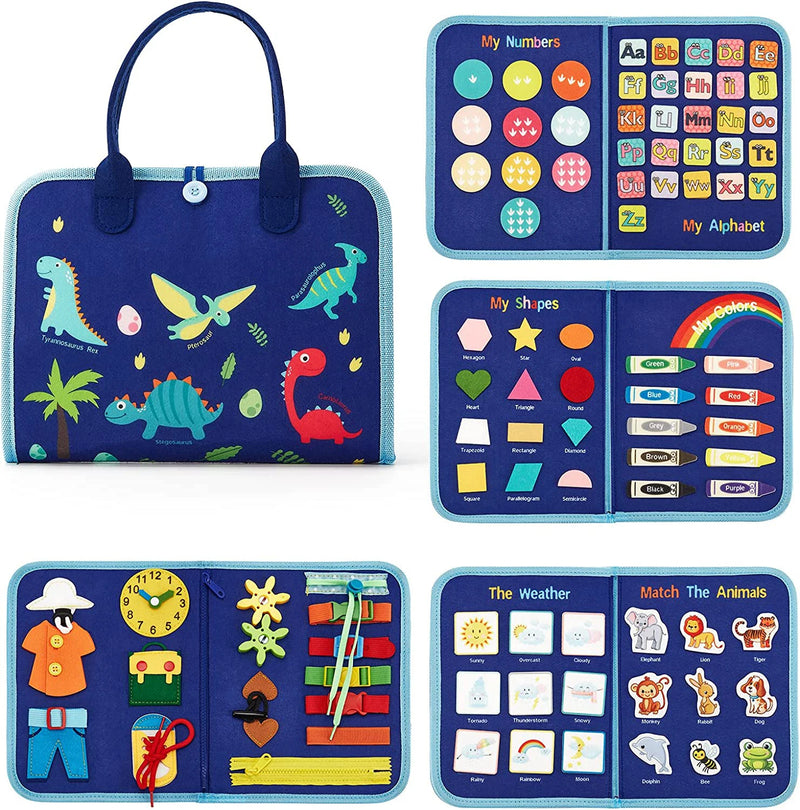 Montessori Busy Board For Toddlers, Sensory Life Skills Toy With Dressing Activities, Ages 3-6 for fine motor skill development and independent play