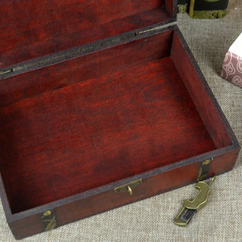 Vintage Wooden Storage Box With Bronze Details, Jewelry Organizer, Keepsake Chest 23x16x7.5cm shown from the front