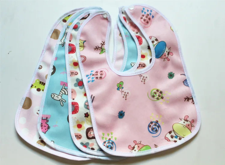 Baby Cartoon Waterproof Bib, Soft Bamboo Fiber Saliva Towel With Snap Closure, Unisex