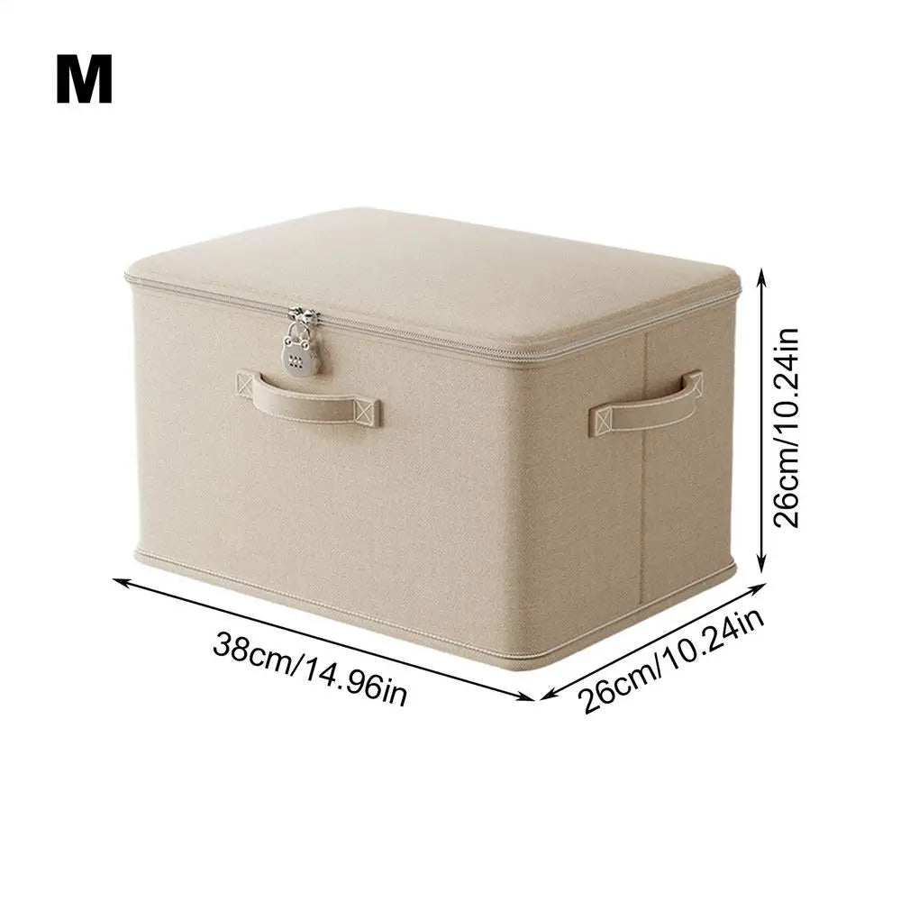 Lockable Storage Box With Combination Lock, Washable Water-Resistant Organizer For Clothes