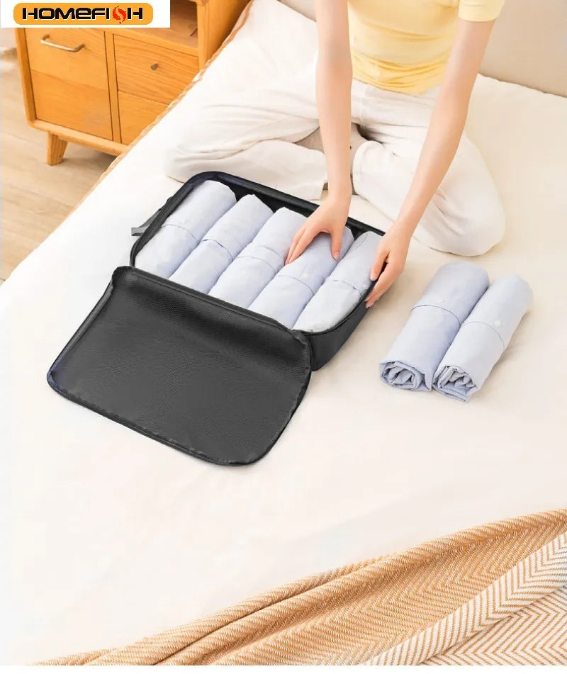 HOMEFISH 3-Piece Compressible Travel Packing Cubes, Waterproof Luggage Organizer Set made for suitcases, carry-ons, backpacks, and closet storage