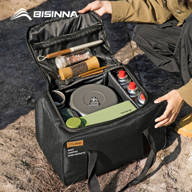 BISINNA Camping Storage Bag 26L/30L/42L, Foldable Gas Tank Organizer With Adjustable Dividers for camping gear and outdoor cooking equipment