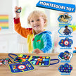 Montessori Busy Board For Toddlers, Sensory Life Skills Toy With Dressing Activities, Ages 3-6 with buckles, buttons, snaps, and tying practice