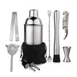 6/7/10-Piece Stainless Steel Cocktail Shaker Set, 304 Bartending Tools With Storage Bag shown as a complete home bar accessory set