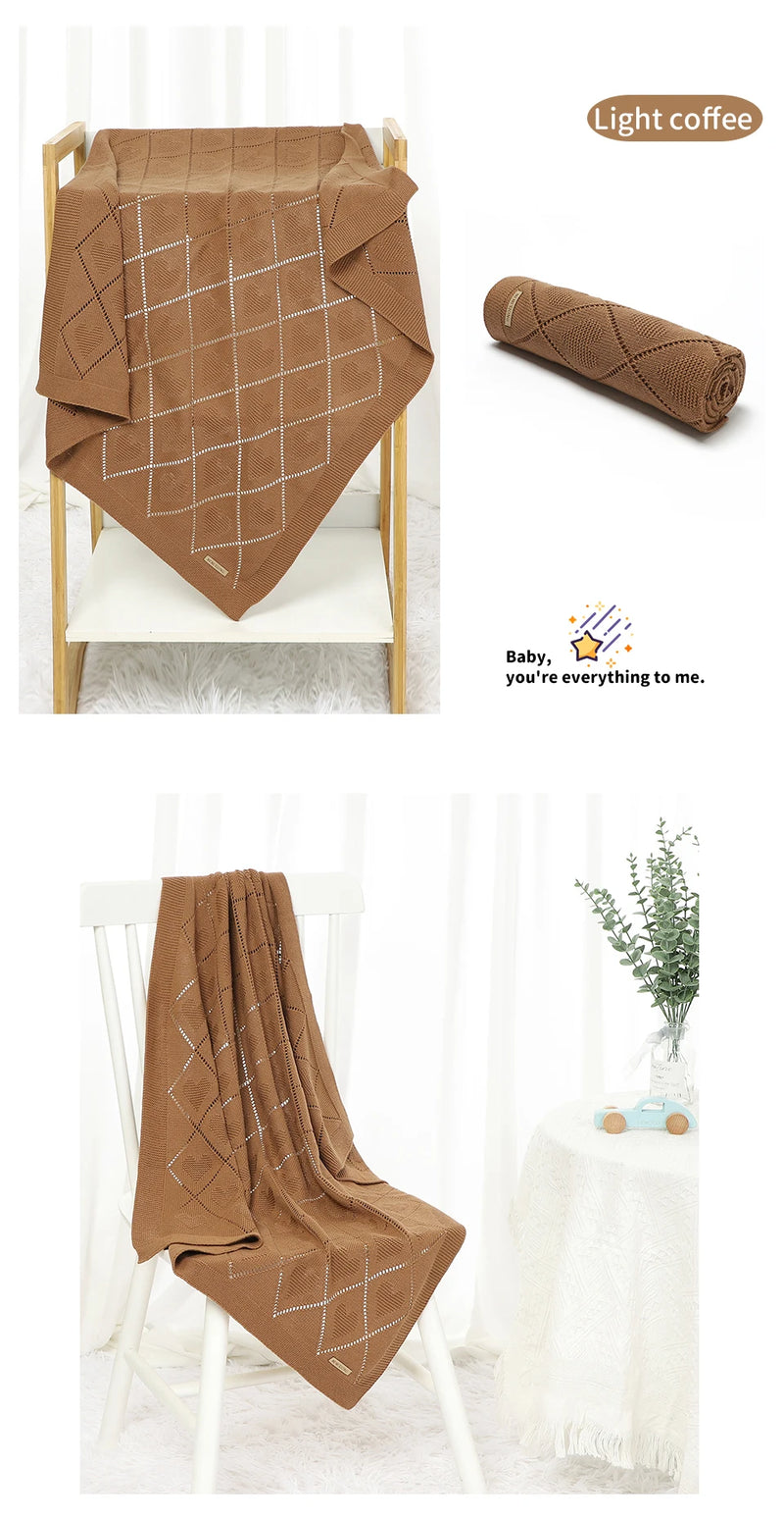 Soft Cotton Baby Blanket 90x70cm Newborn Knit Swaddle Wrap For Stroller Nursery product view
