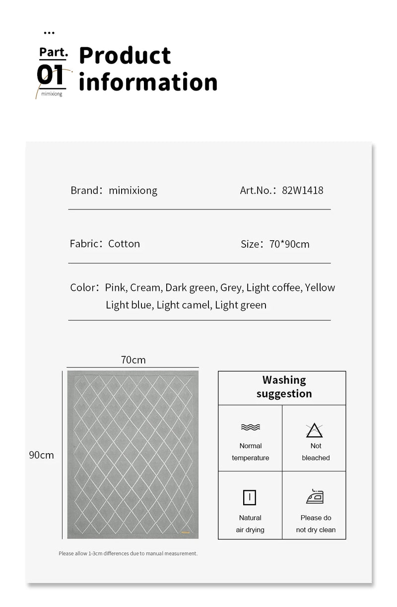 Soft Cotton Baby Blanket 90x70cm Newborn Knit Swaddle Wrap For Stroller Nursery displayed flat to show its lightweight knit texture
