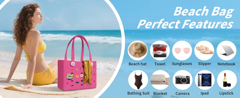 Unisex PVC Waterproof Tote Bag, Hollow-Out Beach Picnic Shopping Storage Basket for beach, shopping, picnic, and pool use