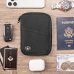 RFID Blocking Passport Holder Travel Wallet, Nylon Document Organizer For Men And Women shown in a compact travel-ready design