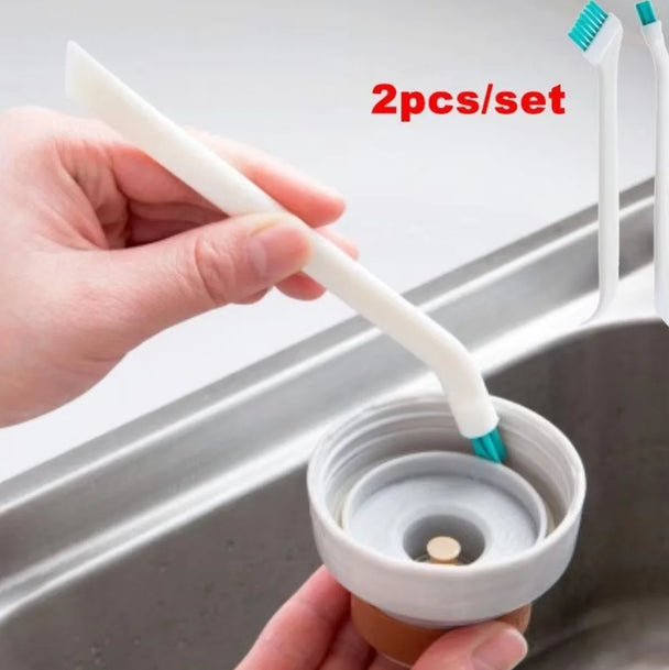 2-Piece Narrow Gap Cleaning Brush Set, Long Handle Baby Bottle And Kitchen Detail Brushes for cleaning bottle nipples, straws, lids, spouts, and narrow gaps