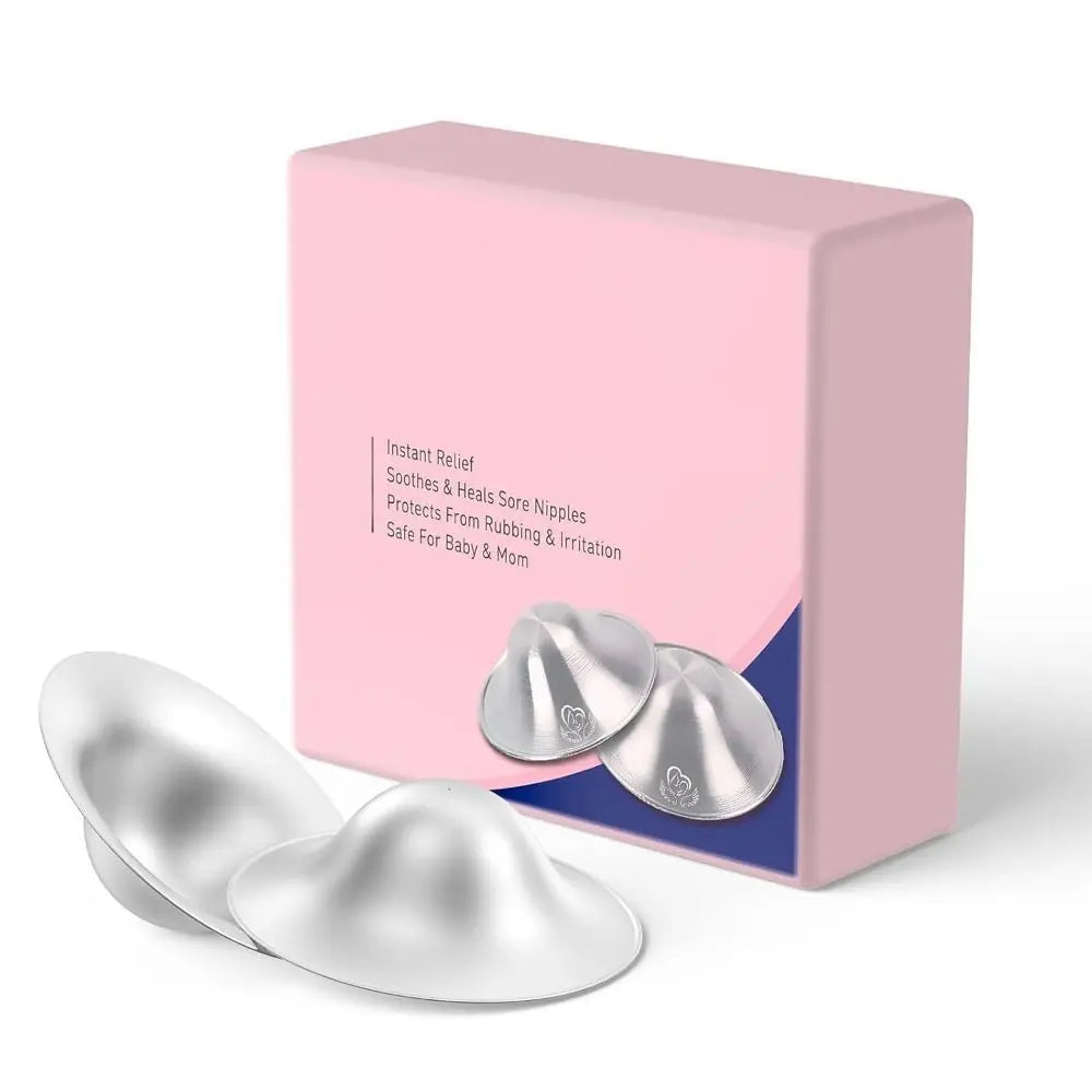 Silver Nipple Shields For Breastfeeding, Sore Nipple Relief And Healing Covers, 1 Box