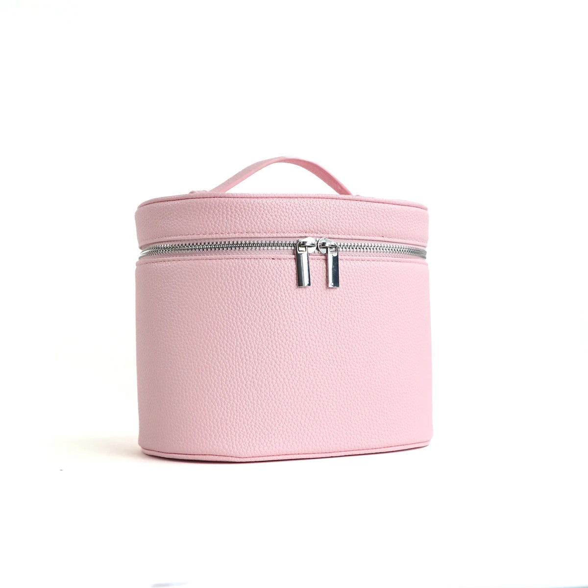 Personalized PU Leather Travel Cosmetic Bag With Handle, Large Makeup Organizer Case With Dividers
