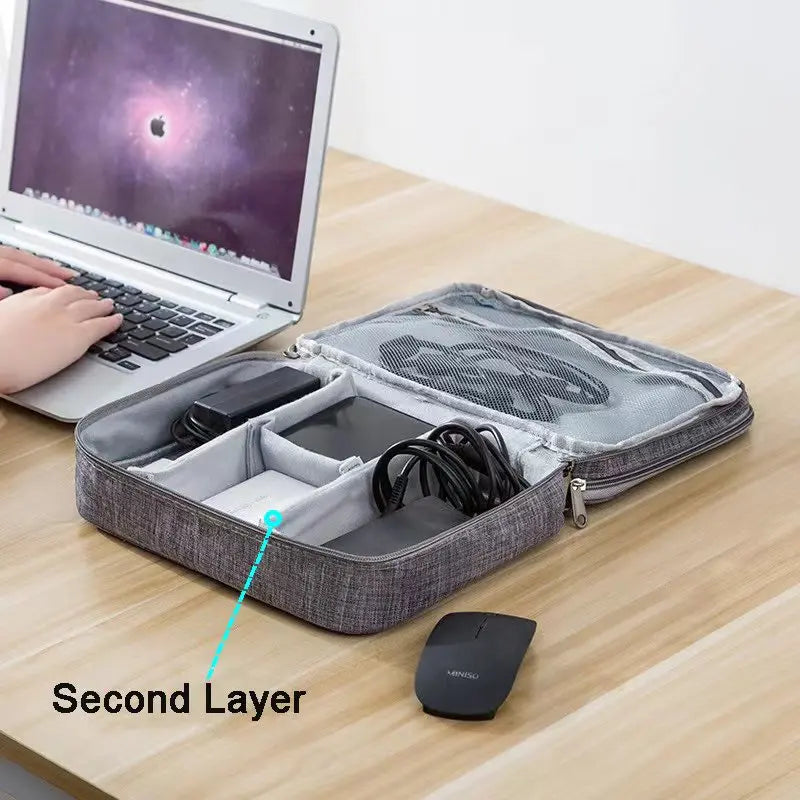 Waterproof EVA Cable Organizer Bag, Portable Electronics Travel Case For USB Chargers shown as a compact protective storage pouch