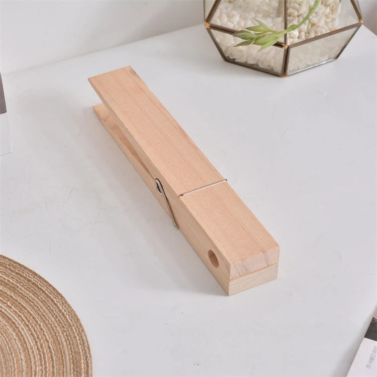 Rustic Wooden Giant Clothespin Towel Holder, Wall-Mounted Bathroom Hook, 1-Piece