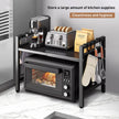 Expandable Microwave Shelf Organizer, 42-64cm Adjustable Rust-Resistant Countertop Rack on a kitchen counter for vertical storage