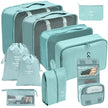 7/10-Piece Oxford Travel Organizer Set, Packing Cubes, Shoe Pouches, Foldable Luggage Bags made from durable Oxford fabric