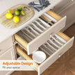 Expandable Kitchen Drawer Organizer, Adjustable 6-8 Compartment BPA-Free Utensil Tray organizing spoons, forks, knives, and flatware in a kitchen drawer