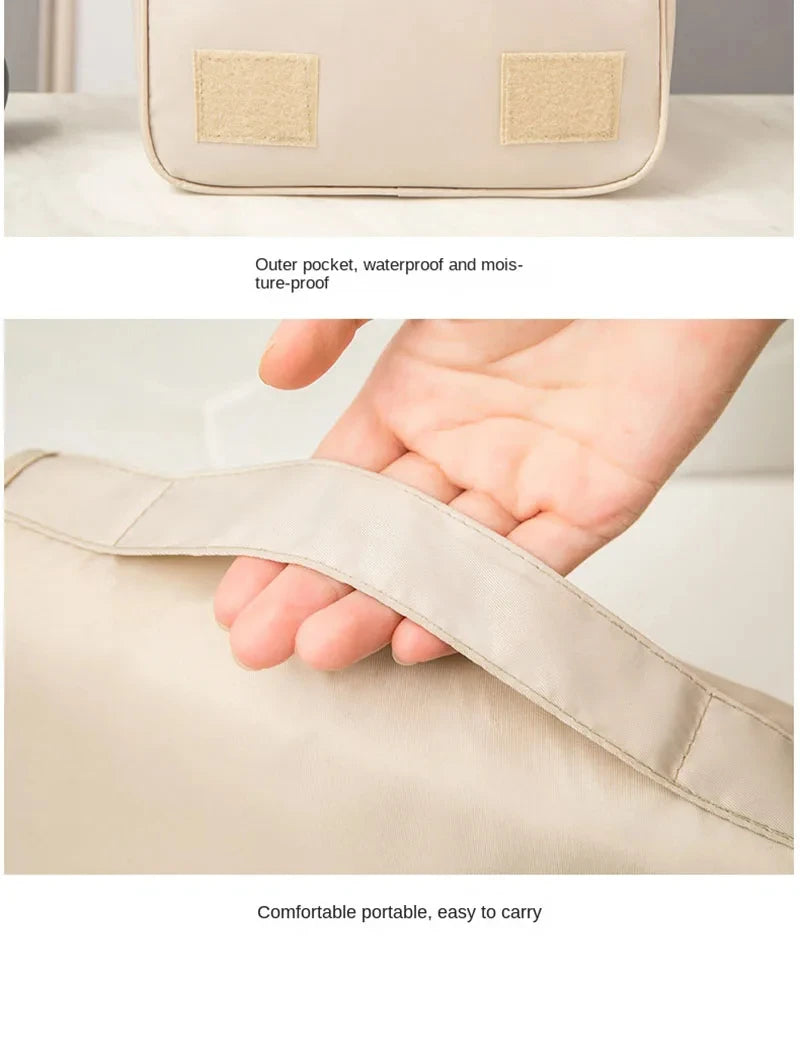 Waterproof Hanging Travel Makeup Bag, Foldable Toiletry Organizer With Hook for organized cosmetics and toiletries