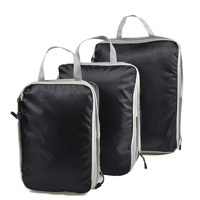 Foldable Compression Packing Cubes, Waterproof Oxford Travel Bags With Handles, Luggage Organizer for neatly sorting clothes inside luggage