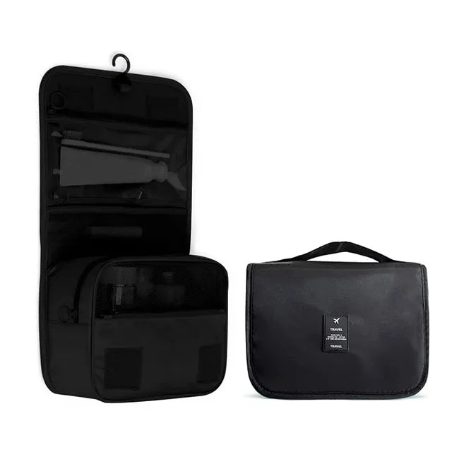 Waterproof Hanging Travel Makeup Bag, Foldable Toiletry Organizer With Hook with spacious compartments for travel essentials