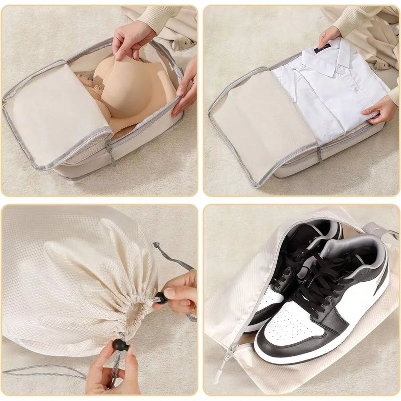 4/6-Piece Compression Packing Cubes, Waterproof Polyester Travel Luggage Organizer Bags for clothing and travel essentials
